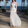 BITCED Summer Women's Solid-Color Slim-Fit Fashion Off-the-Shoulder Strapless Backless Dress