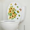 Sunflower Butterflies Toilet Sticker Removable Self-adhesive Waterproof PVC Living Room Wall Art Bathroom Toilet Lid Decoration Decal