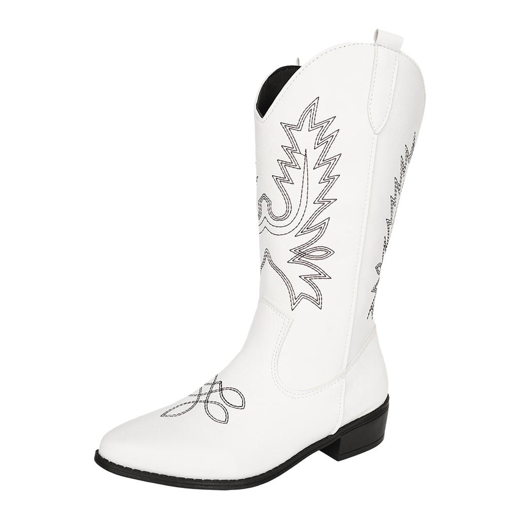 Damen Stiefel für extra weite Waden Größe 12 Damen Mode und vielseitige Westernstiefel Damen Retro Langstiefel Botas Para Mujer