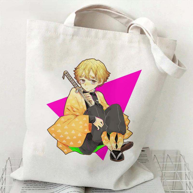 Japan Cartoon Comics Zenitsu Agatsuma Bedruckte Canvas-Tasche Große Kapazität Pendler-Tragetasche Lässige Umhängetasche für Damen 7563