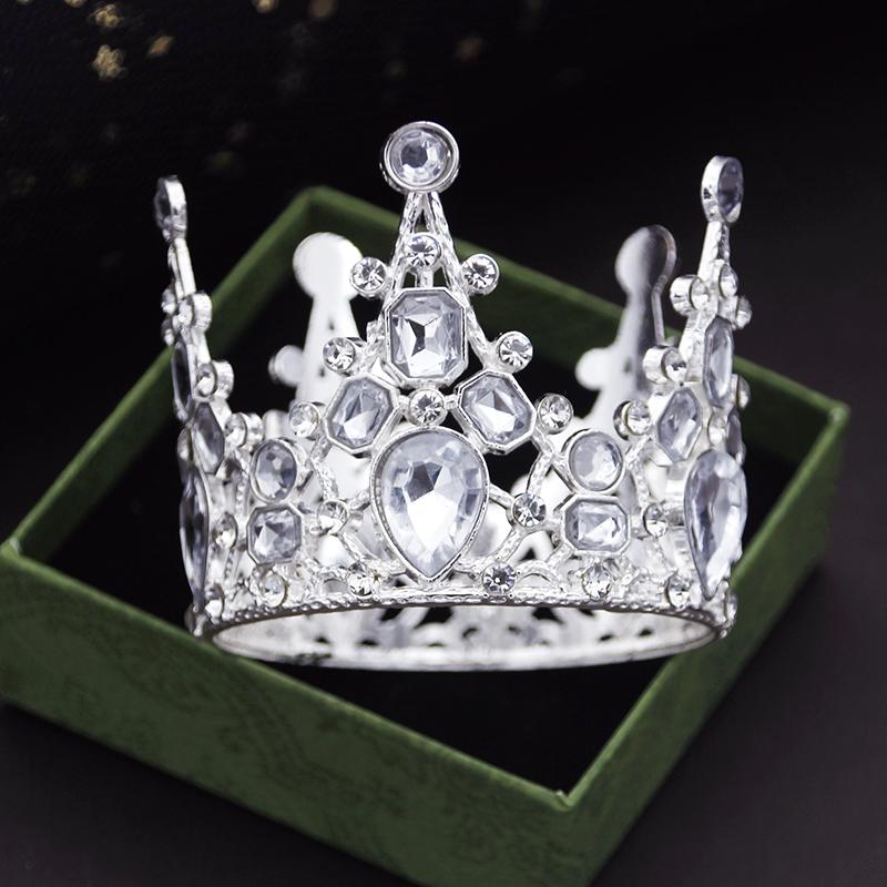 Party Prom Birthday Cake Crown Small Tiaras for Doll Green Pink Diadem Bridal Wedding Hair Jewelry Tiaras Head Ornaments