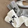 3 Pairs New Mid-calf Socks with Cute Bow At The Heel Women's Slouch Socks Spring/Summer