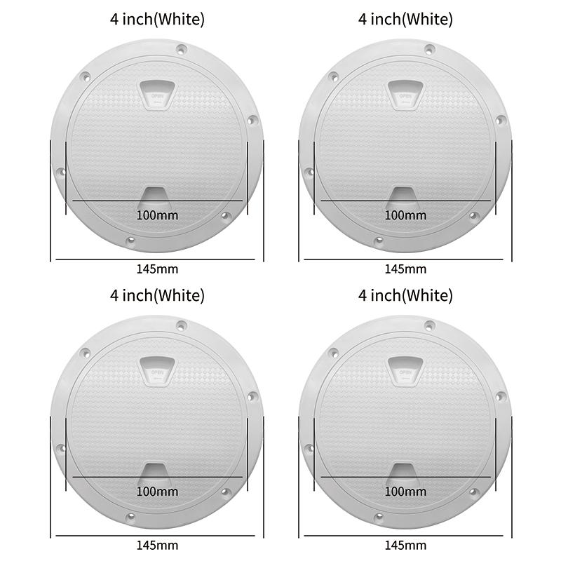 

4pcs ABS Plastic Round Deck pection Plate 4/6/8 Inch Hatch Cover Deck Plate Non Slip for Marine RV Yacht Boat Accessories white 4 inch x 4