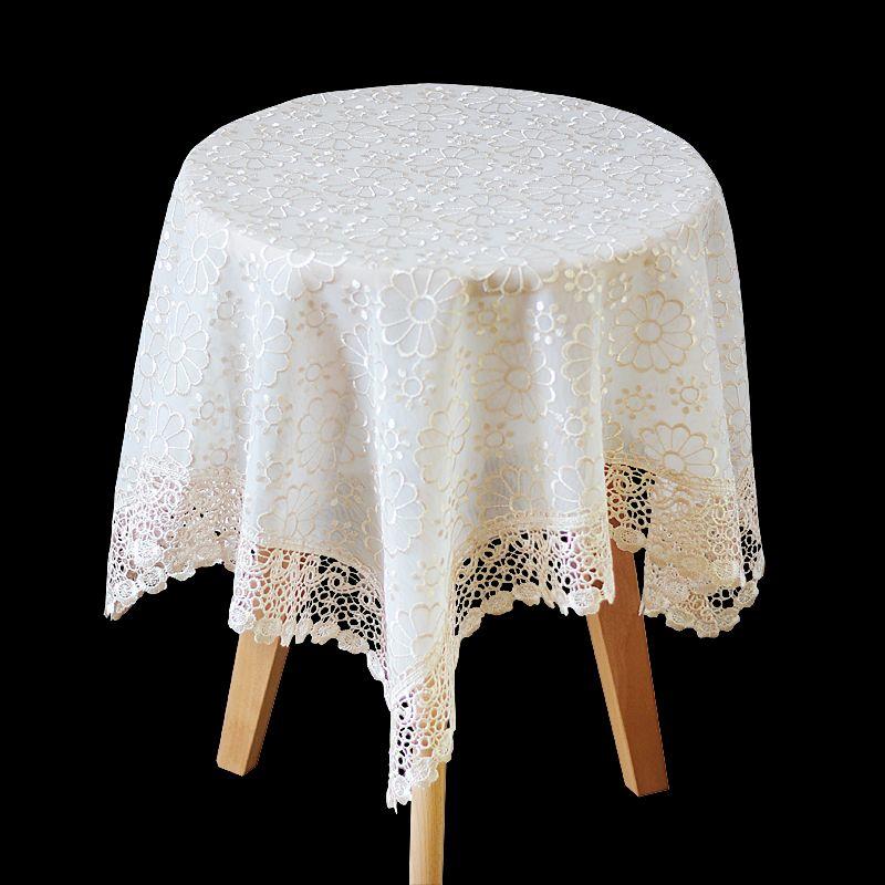 

European-Style Lace Tablecloth Fancy Fabric Table Cloth Cut Out Embroider Rectangular Coffee Table Tablecloth Square Cover Towel round Light Gold 55*55cm