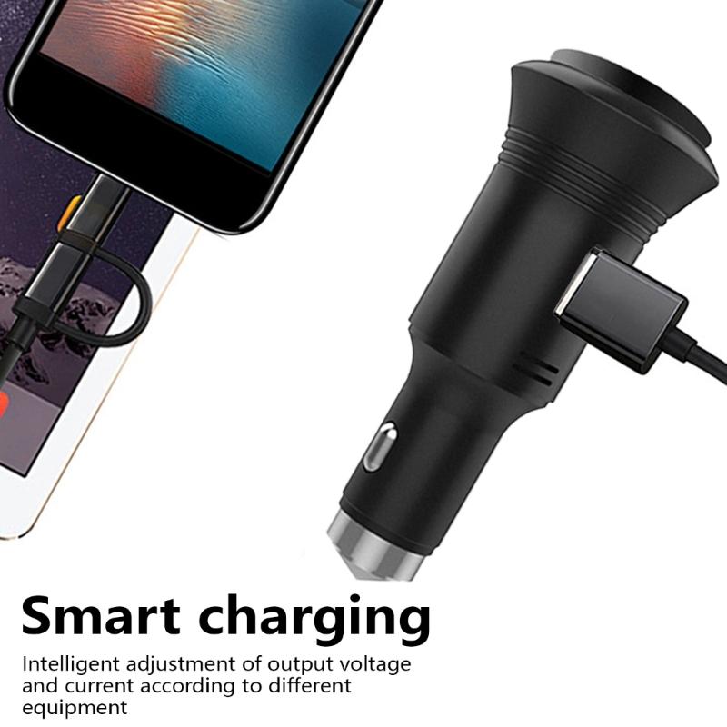 QC3.0 Fast Charging Car Charger Adapters Double USB Port with Carbon Monoxide Detection & Window Broken Function