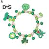 Kleeblatt-Armband St. Patricks Day Irischer Perlenschmuck mit Glasperlen und Anhängern, Glücksbringer-Armband für festliche Feiern, elastisches Kleeblatt