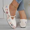 Fashion Low Heel Single Shoes Women's Fashion Round Toe Shallow Mouth Embroidered One Strap Anti-Slip Wear-Resistant Low Top Shoes