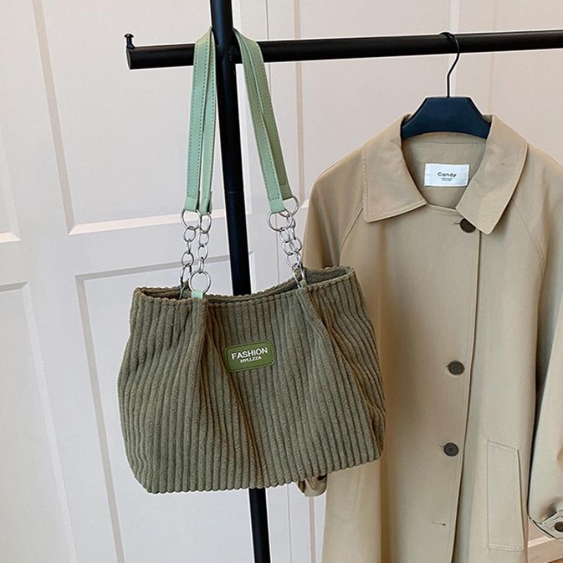 Large Capacity Corduroy Chain Underarm Tote Bagtrendy Women'S Shoulder Bag Commuter Bag