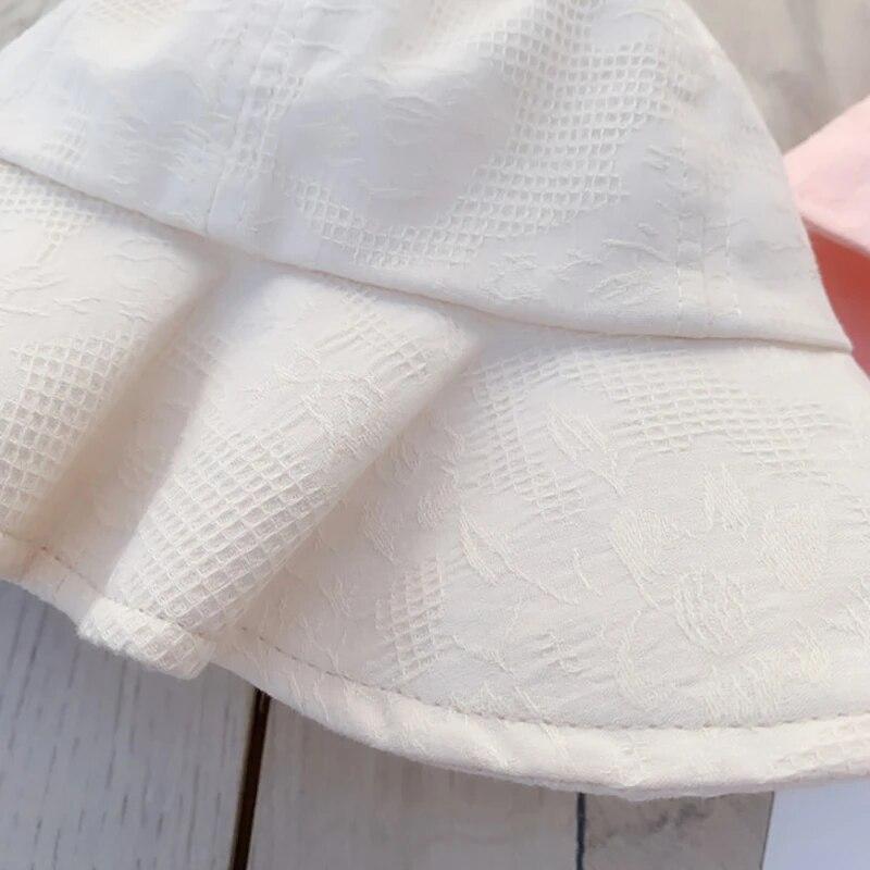 1–3 Jahre Baby-Anglerhut für Mädchen mit großer Krempe und Schleife, Sonnenkappe für den Sommer, Strand, Kleinkinder, Fischerhüte mit winddichtem Seil, Baby-Accessoire