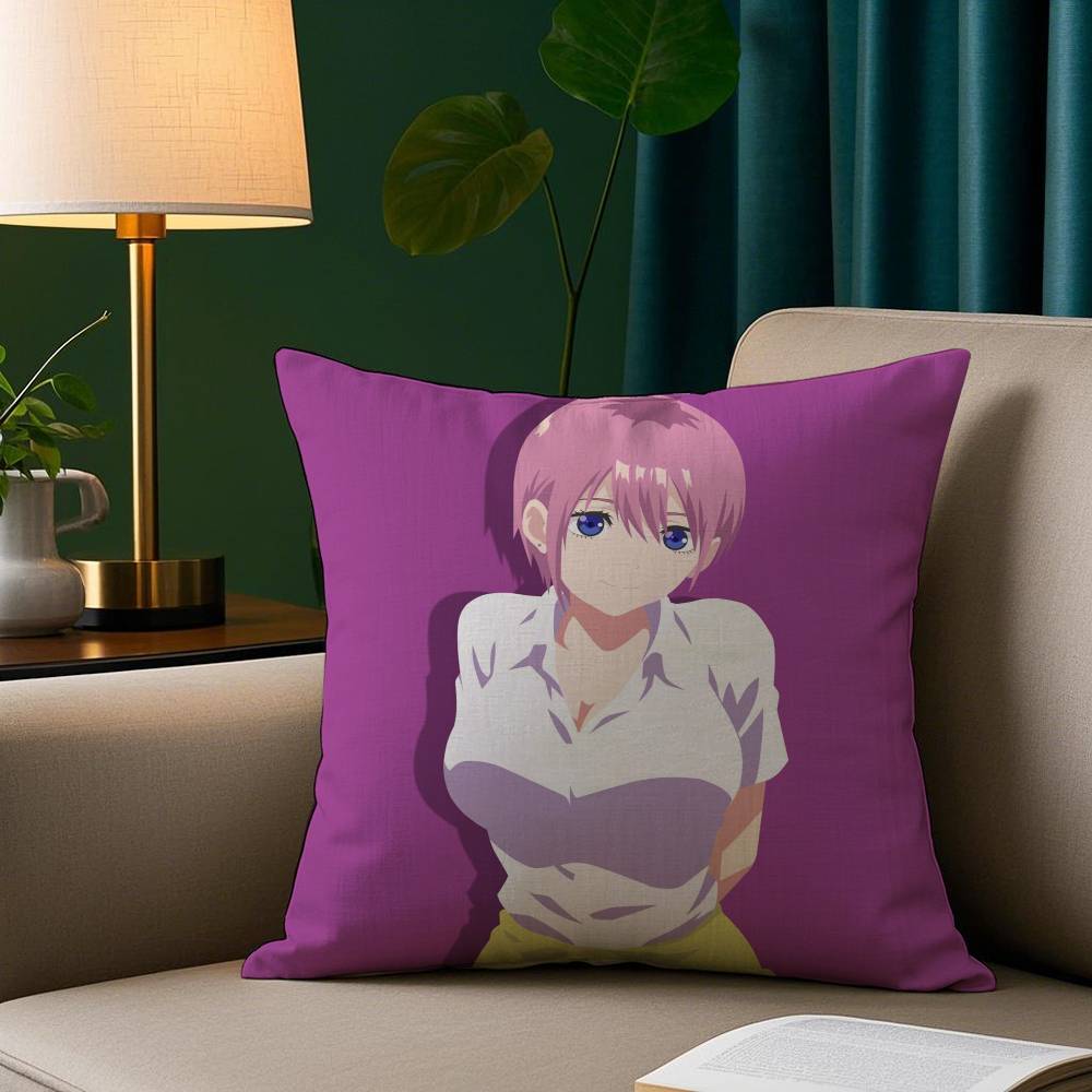 

Q-Quintuplets Nakano Ichika Miku Pillow Case Short Plush Print Cushion Cover Square Throw Pillow Covers Sofa Home Decor 12x12Inch