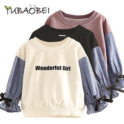 Baby Girls Long Sleeve Tops Blouse O-neck Fashion Stripe Patchwork Shirt For Girl Spring Classic Letter Printed Kids Pullover