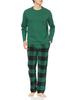 Amazon Essentials Men's Flannel Long Sleeve Pajama Set, T-Shirt and Pants, Green/Buffalo Plaid, Size Small