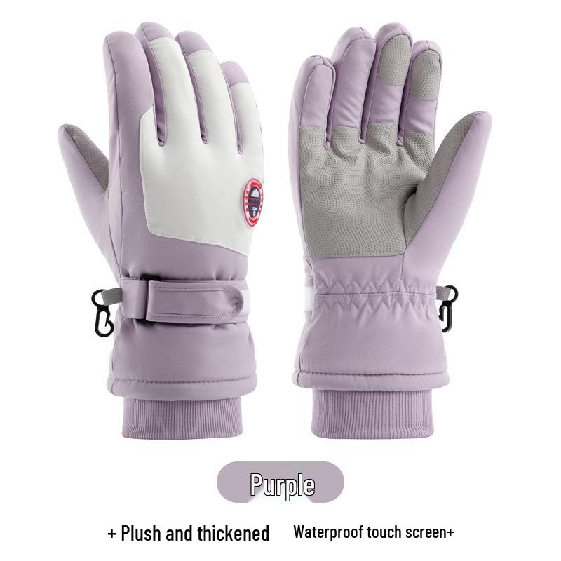 Women's Touchscreen Ski Gloves with Anti-Lost Buckle, Cold-Proof, Fleece-Lined, and Warm for Winter Sports and Cycling