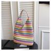 New Fashion Casual Bag Large Capacity Shoulder Bag Women's Handbag Woven Bag Striped Bag Tote Bag