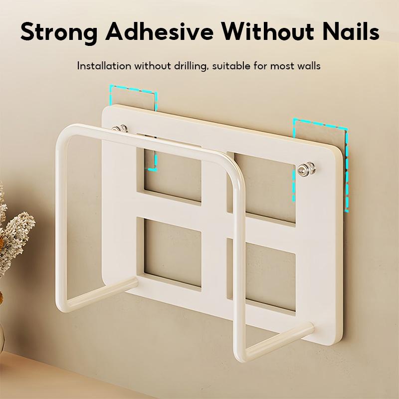 Punch Free Wall Router Bracket Self Adhesive Durable Shelf for WiFi Routers TV Set Top Boxes Living Room Decor