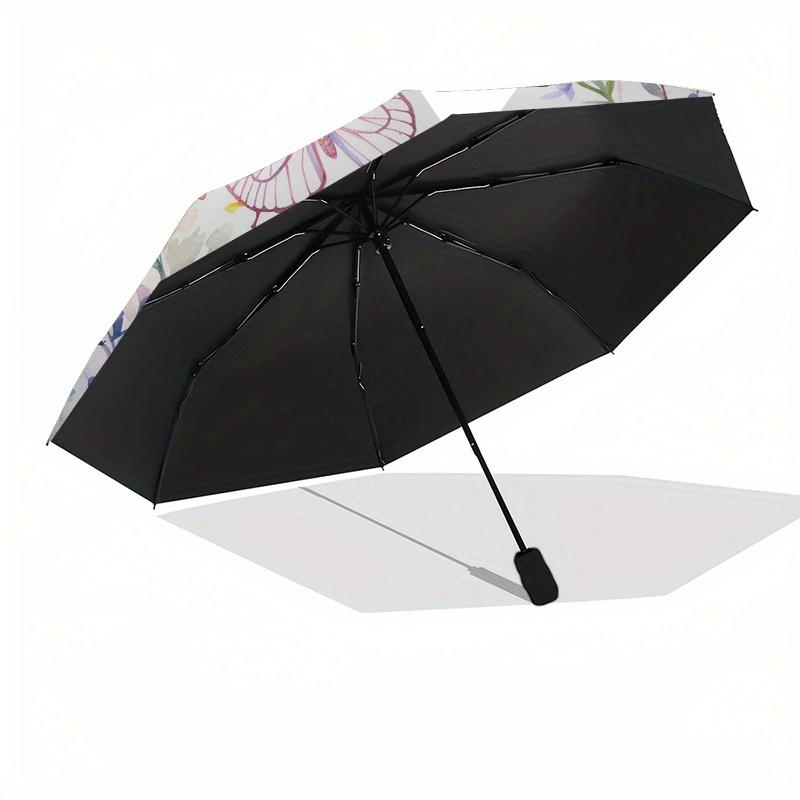 Spring Delight: Watercolor Butterfly & Floral Wall Art PrintUmbrella, Portable 3-Fold Compact Umbrella for Men & Women Gift