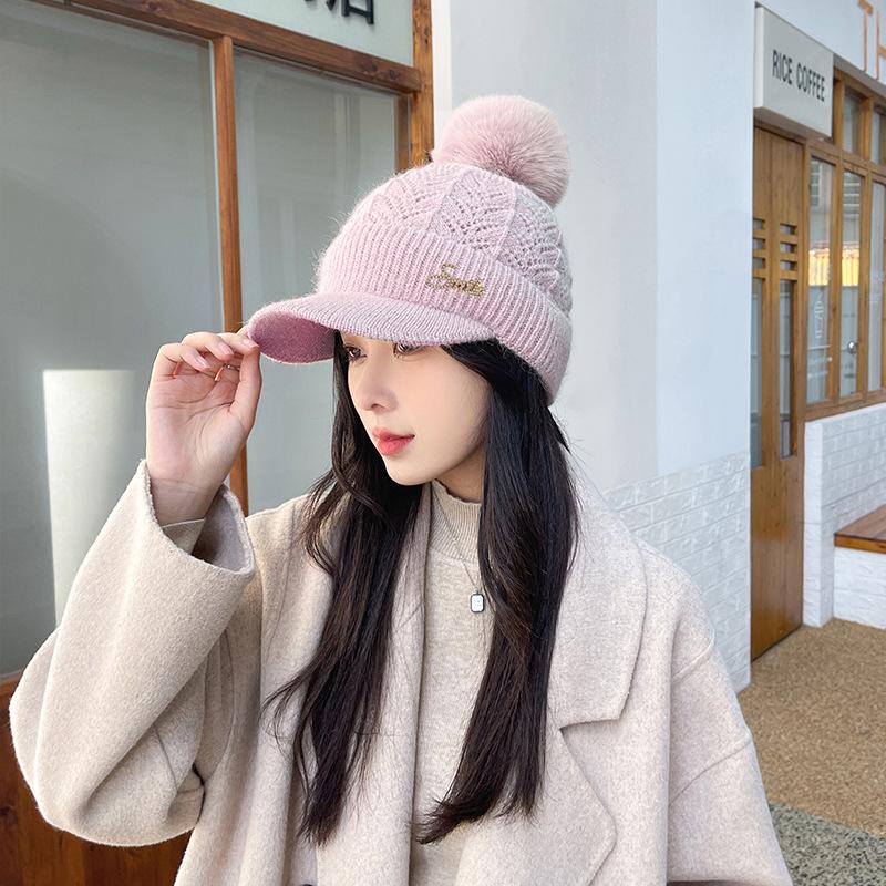 Women's Knitted Hat Warm Ear Protection Autumn and Winter Solid Color New Knitted Hat