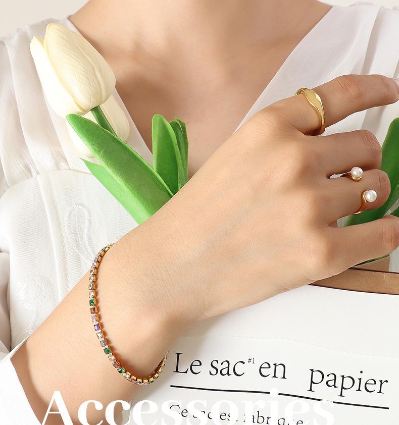 European & American Luxurious Zircon Rhinestone Bracelet - Colorful, Versatile, and Personalized.