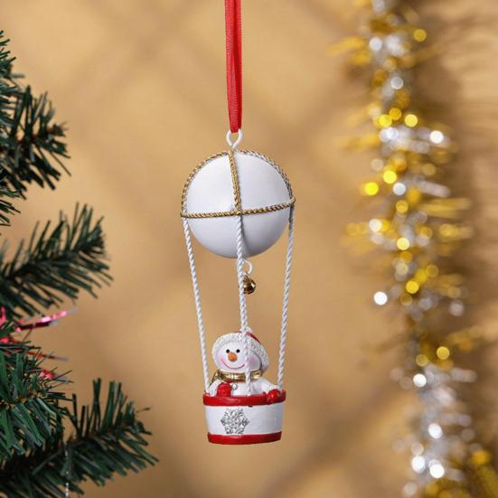 Santa Claus Deer Hot Air Balloon Ornament Iron Father Christmas Hot Air Balloon Decoration Hand-Painted Christmas Tree Decor