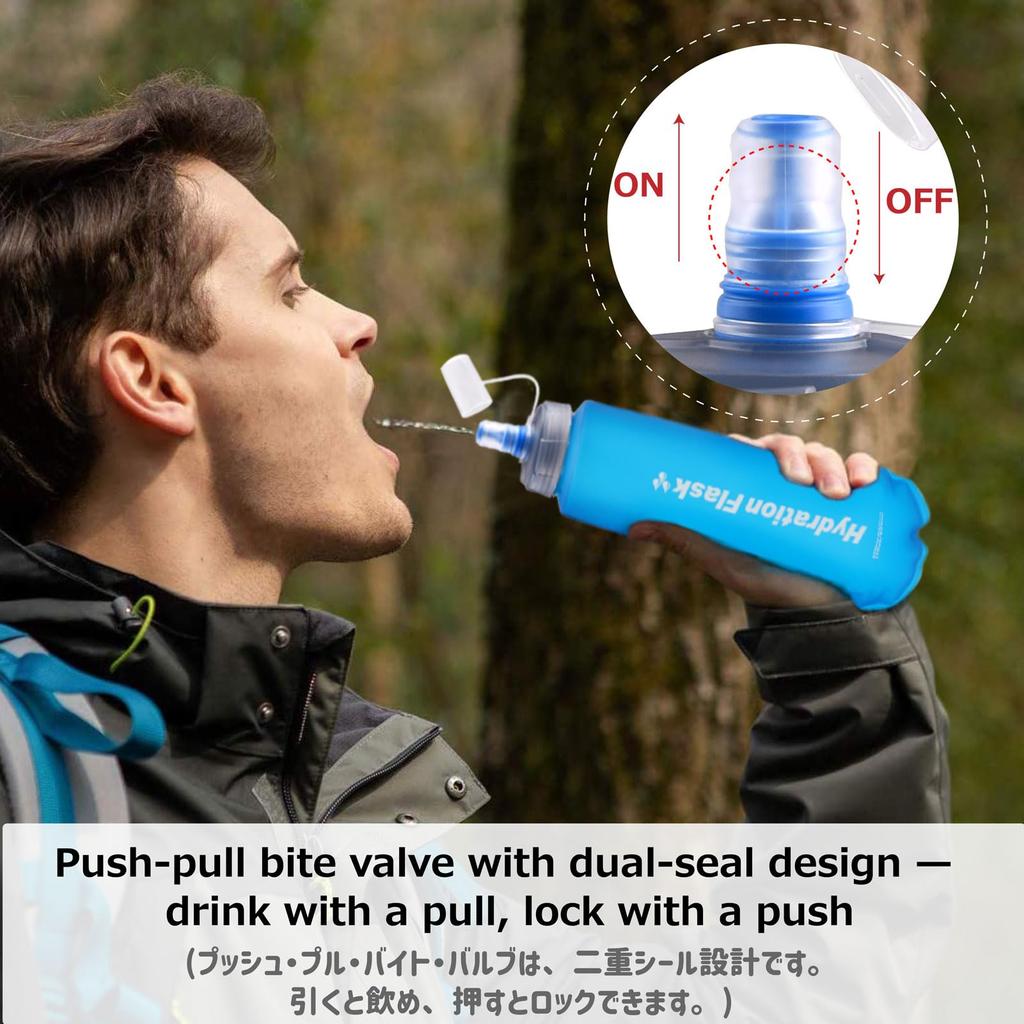 Azarxis Soft Flask Running Easy to Wide Mouth Water Bottle for and Emergency Preparedness Bottle, 500ml, Foldable, Lightweight, Clean, Hydration,