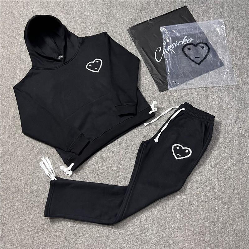 Set Felpe Uomo Donna Abbinati Tute da Jogging Felpa con Cappuccio Stampata Pantaloni