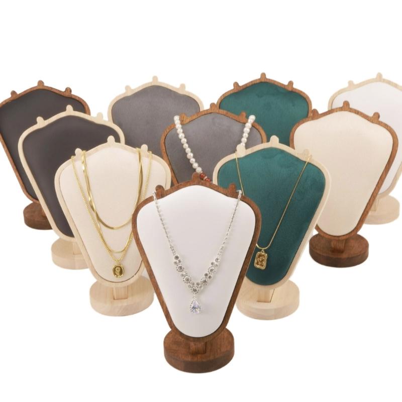 Elegante Robusto Espositore da Collana in Legno Piccolo Porta Busto per Gioielli Accessorio Portatile per Bancone Vetrina