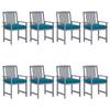 Day and Night - Day and Night Garden Chairs with Cushions 8 Pcs Solid Gray Acacia Wood