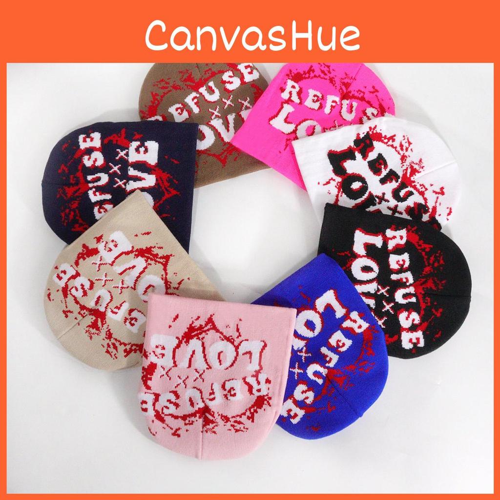 Cap Knit Unisex With Letter And Heart Embroidery Design For Fall Fashion Street