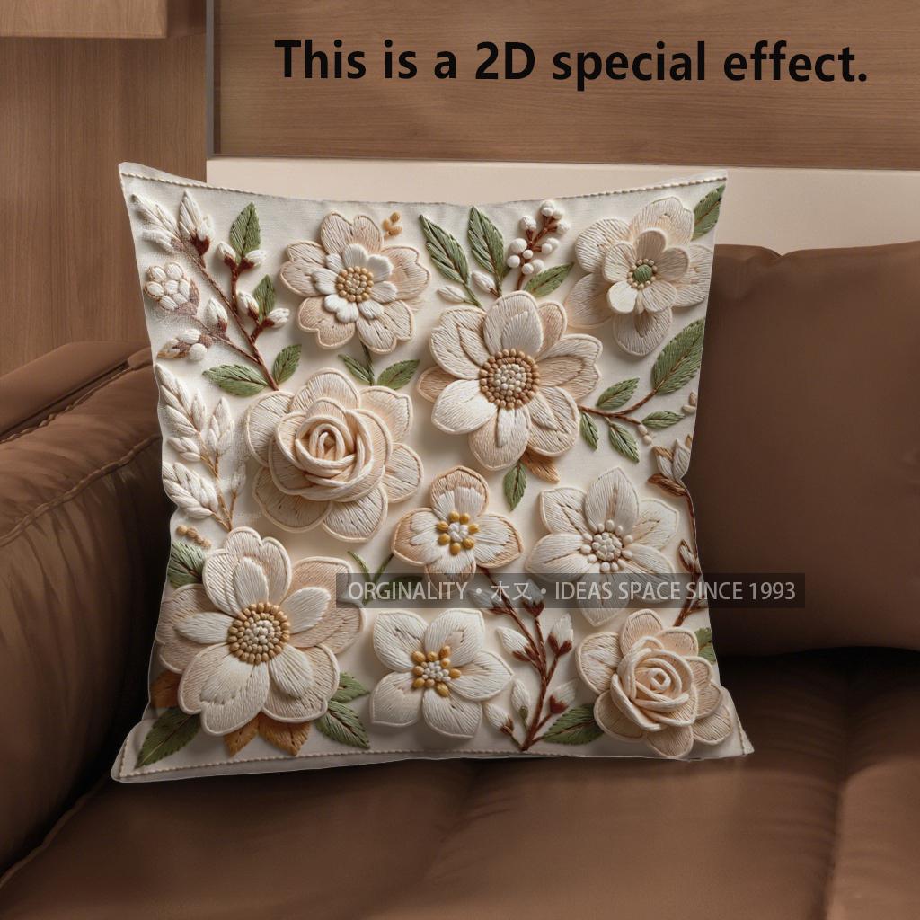 2D Blumengesticktes Muster Kissenbezüge für Zuhause Muster Kissenbezug Geeignet für Sofa Schlafzimmer Auto Kissenbezug