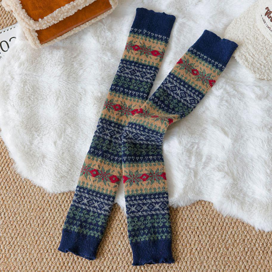 Japanese Women's Warm Knee-Length Wool Socks for Autumn and Winter
