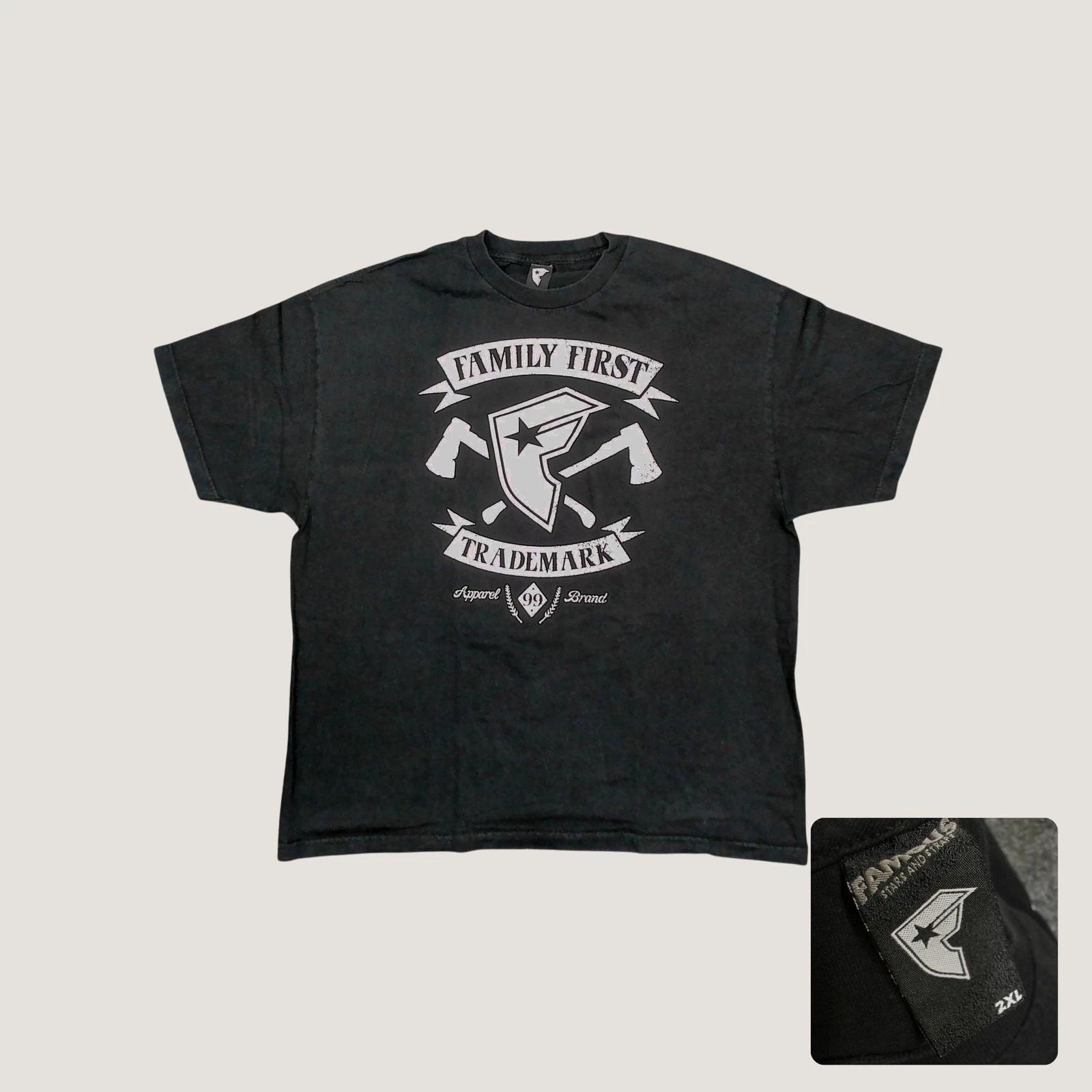 Знаменитая футболка Stars And Straps 2XL Семья превыше всего Y2K Скейтбордист Travis Barker Черная 4XL