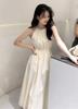 Black Waist-exposed Holiday Dress, New Design Sense, Waist-closed and Thin, Sleeveless Neck-hanging Long Dress for Women In Summer