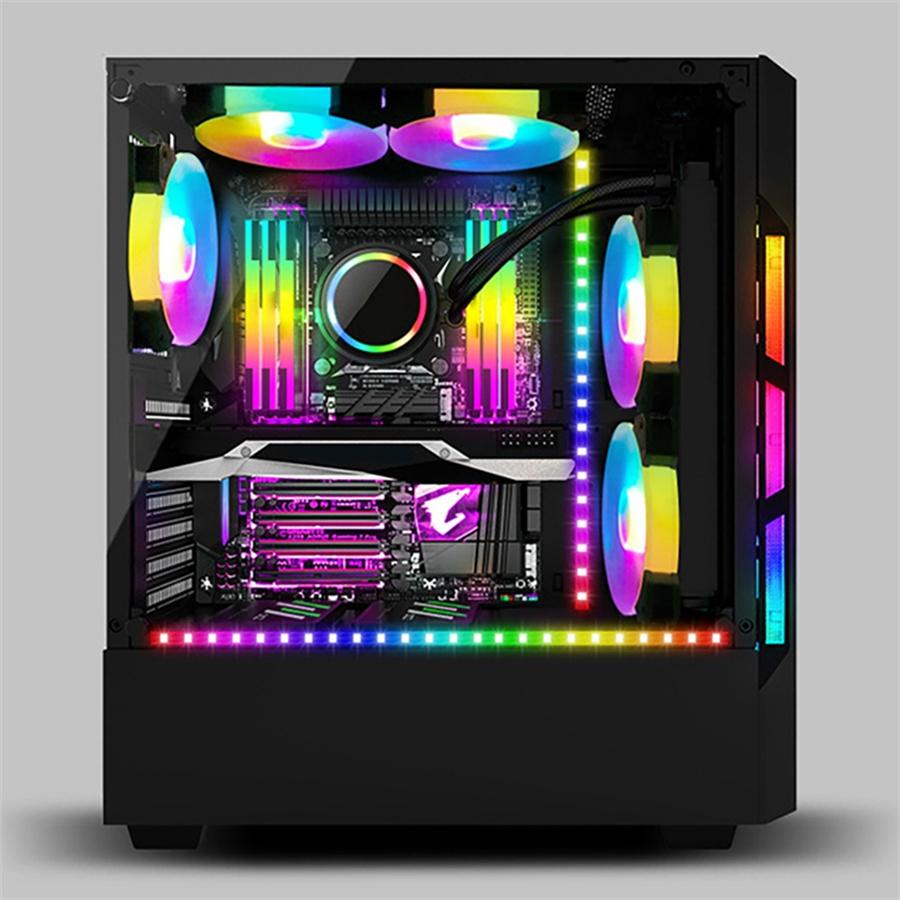 2PCS 40cm Magnetic RGB Lighting Strip With 5V 3Pin ARGB Remote Control for Computer Cases  Motherboard Synchronization Music Rhythm