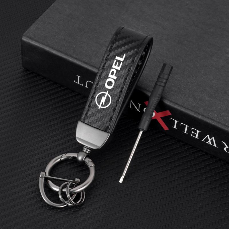 Carbon Fiber Car Keychain Key Chain Ring Metal Leather For Opel Insignia Zafira B Vectra C B Mokka Vectra Astra H G J Corsa D