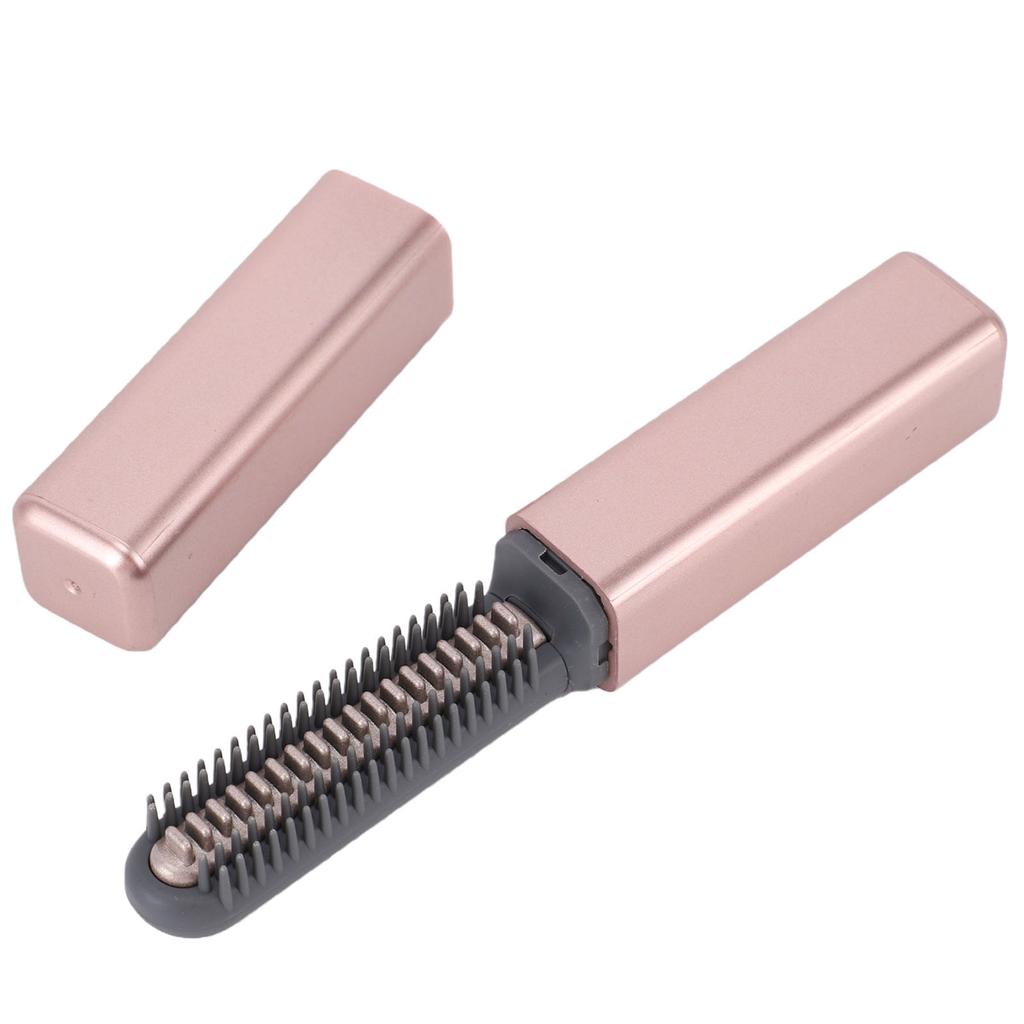 Mini Flat Iron USB Rechargeable 15S Heat Up Cordless Small Hair Straightener for Short Hair Bangs Pink Gold