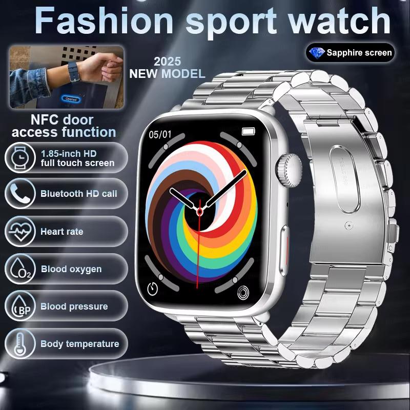 2025 Új Mikro Fizikai Vizsgálat Egészség Okosóra Férfi Sport Fitness Követő Pulzus Hőmérséklet NFC Bluetooth Hívás Okosórák