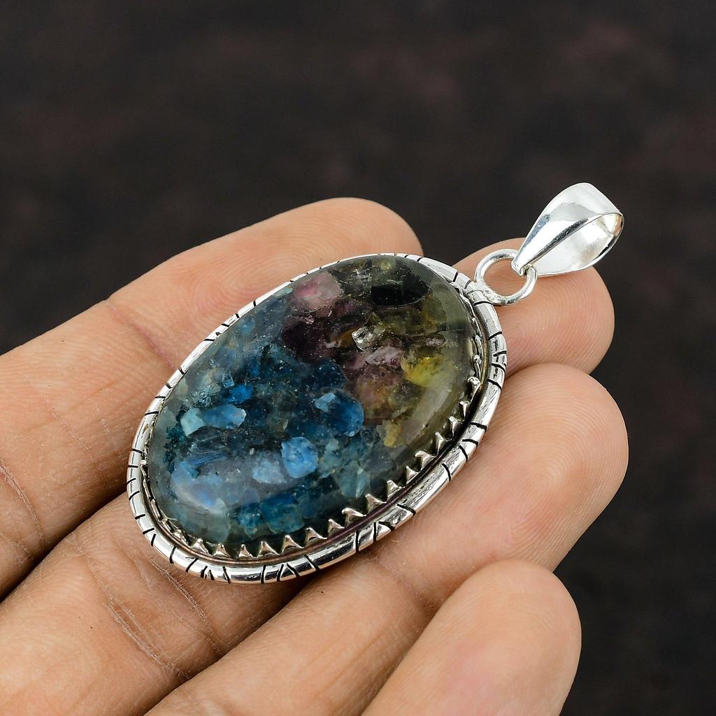 Copper Watermelon Tourmaline Pendant Real Gemstone Jewelry 925 Sterling Silver Pendant Handmade Stylish Jewelry Engagement Gift For Bridal