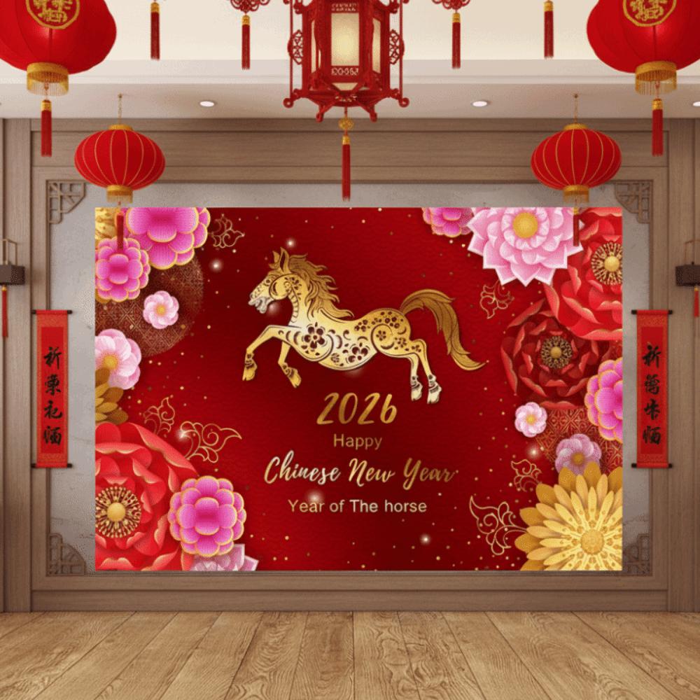 New Style Chinese New Year Decoration Red Gold Photography Background Cross Border