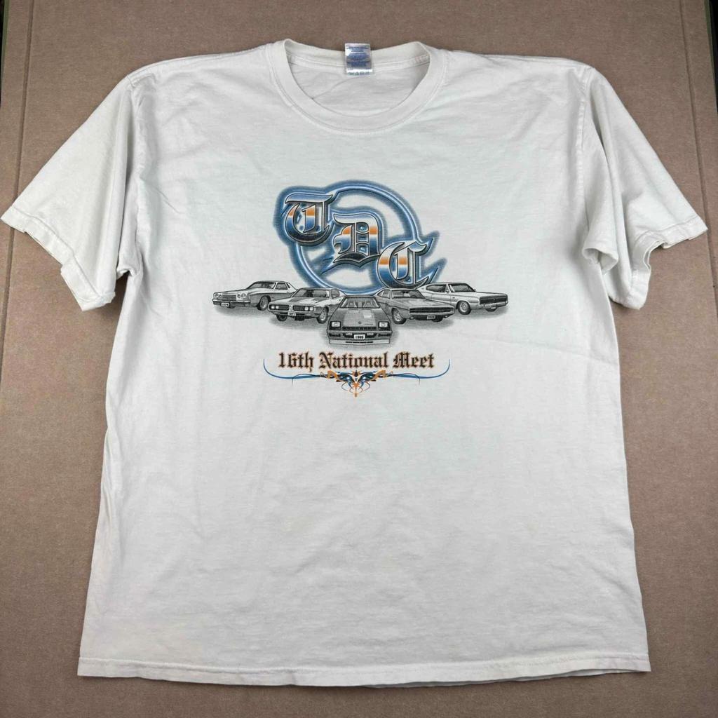 Gildan T-Shirt Men XL White TDC Car Graphic 16th National Meet Tour The Legend