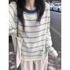 [Sheep wool] Korean striped round neck pullover women's autumn and winter 2025 new knitted sweater
