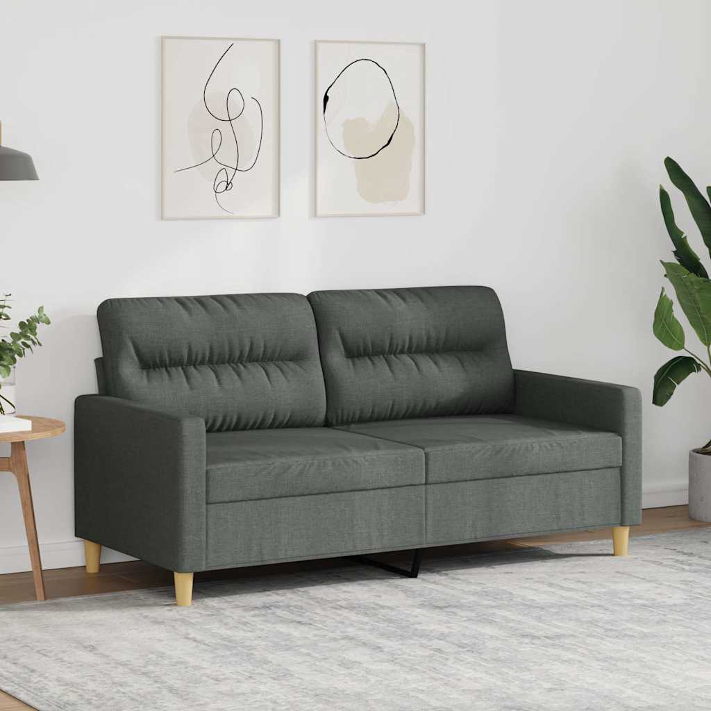 Vidaxl 2-Seater Sofa, Dark Grey, 140 Cm, Upholstered In Fabric