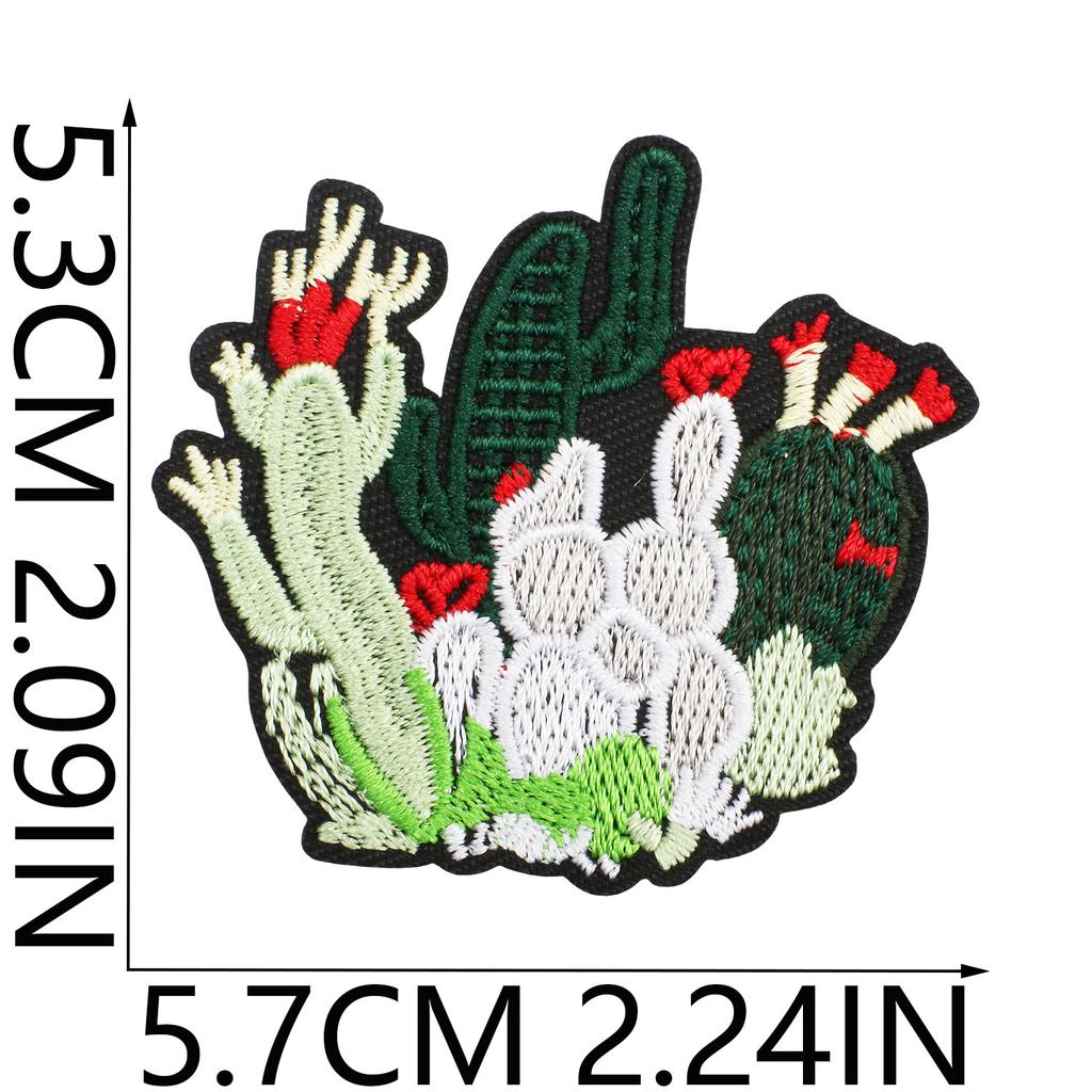 52 Pezzi Stoffa Ricamata Mista Tema Western Denim Adesivo Stile Punk Teschio Patch Adesivo Decorazione Vestiti Cactus