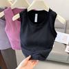 Lu Same Sports Vest Women's Elastic Rib Fixed Chest Pad Yoga Bra Skinny Slimming Nude Feel Beauty Back Underwear
