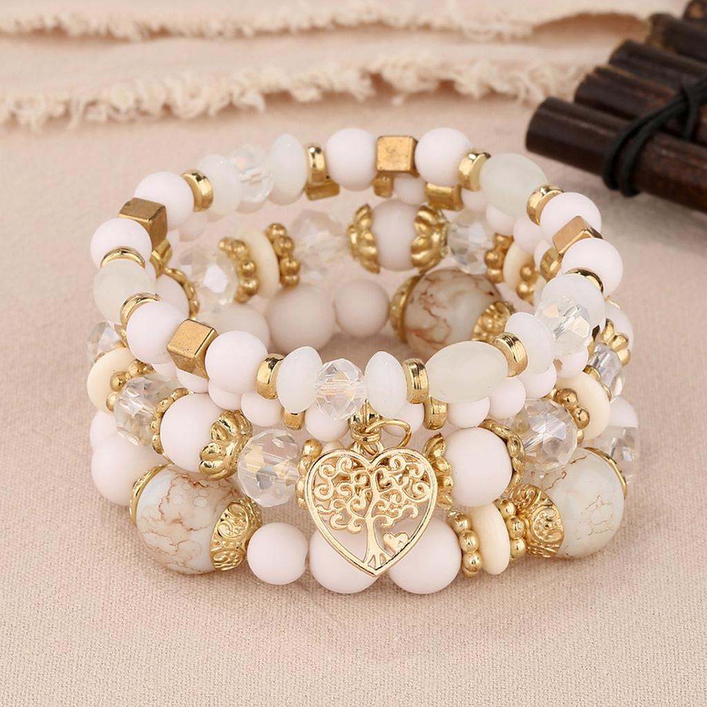 Bohemian Multi-Layer Bracelet Crystal Peach Heart Beaded Women'S Hand Retro Jewelry