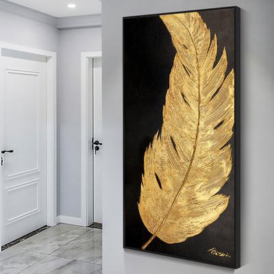 Goldene silberne Feder, kreative Heimdekoration, Malerei, Wandkunst, Bild, moderne Kunst, einfache Wohnzimmerdekoration