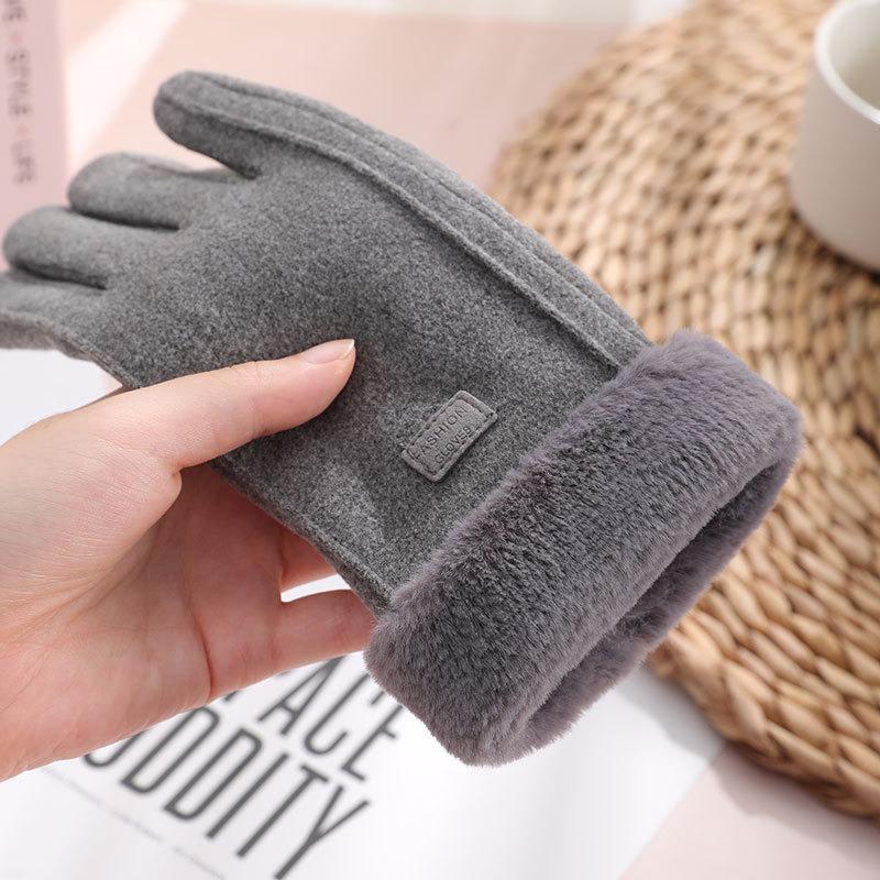 Thermal gloves autumn and winter Gary lady outdoor German velvet thickened velvet imitation rabbit fur mouth gloves