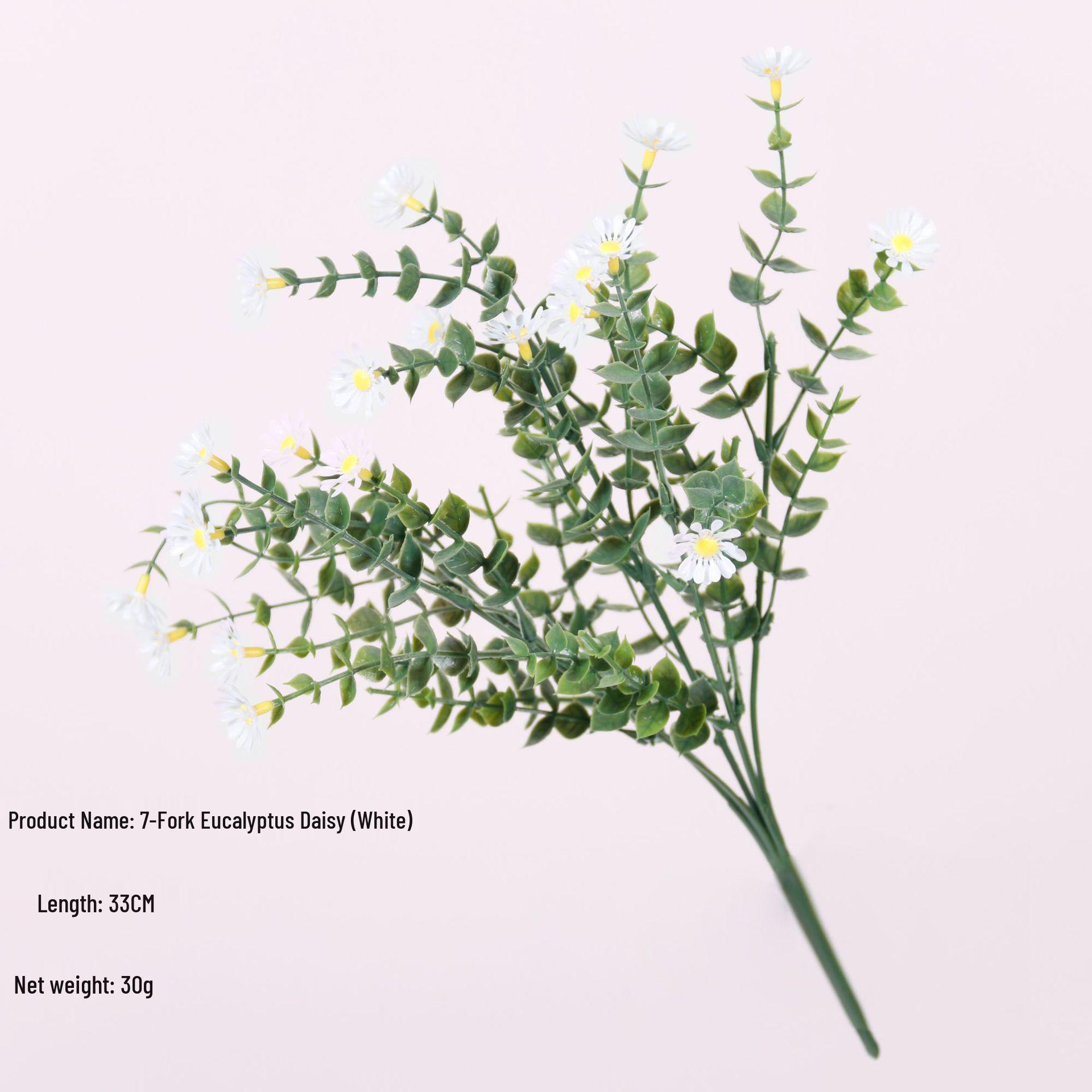 7-Fork Eucalyptus Daisy Artificial Flower Arrangement for Home Decoration and Landscaping