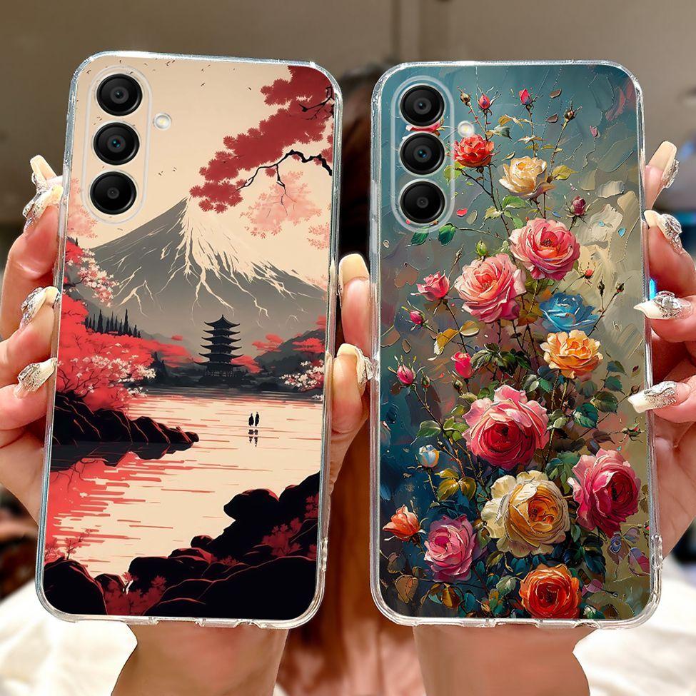 For Samsung A15 Case SM-A155F Clear Luxury Cute Fashion Flowers Funny Painted Back Cover For Samsung Galaxy A15 Phone Case Funda