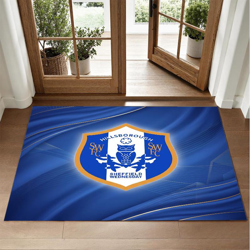 Sheffield Wednesday Design Crystal Velvet Rug Soft Decorative Mat for Bedroom Entrance