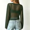Women Casual Crochet Hollow Out Sweater Top Lightweight Knit Mesh Pullover Half Sleeve Beach Swim Cover Up Blouse